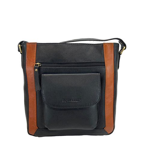 Rowallan Leather Riperton Cross Body / Shoulder Bag - Style: 31-290017 Black/Tan