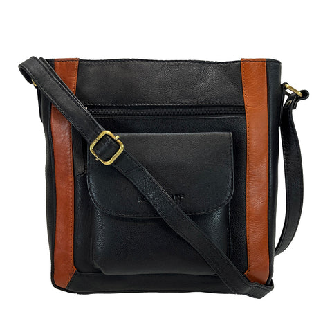 Rowallan Leather Riperton Cross Body / Shoulder Bag - Style: 31-290017 Black/Tan