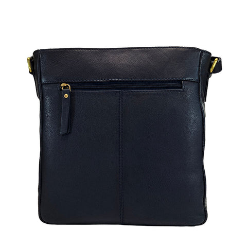 Rowallan Leather Riperton Cross Body / Shoulder Bag - Style: 31-2900 Navy/Tan