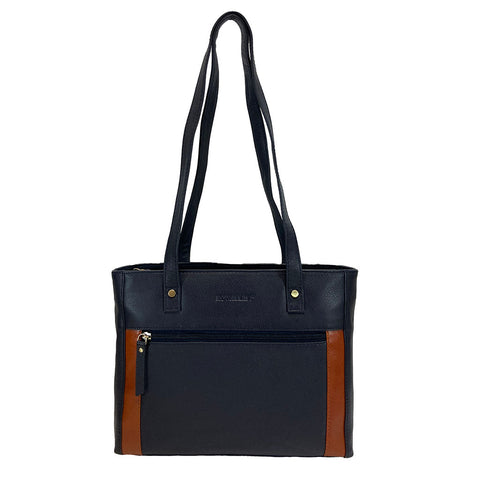 Rowallan Leather Riperton Shoulder Tote Bag - Style: 31-290187 Navy Tan