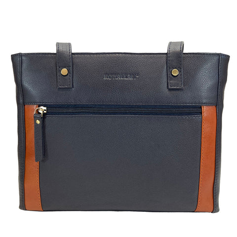 Rowallan Leather Riperton Shoulder Tote Bag - Style: 31-290187 Navy Tan