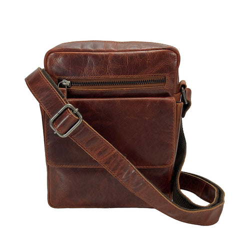 Rowallan Trojan Leather Messenger Cross Body Bag - Style: 31-2909 Cognac