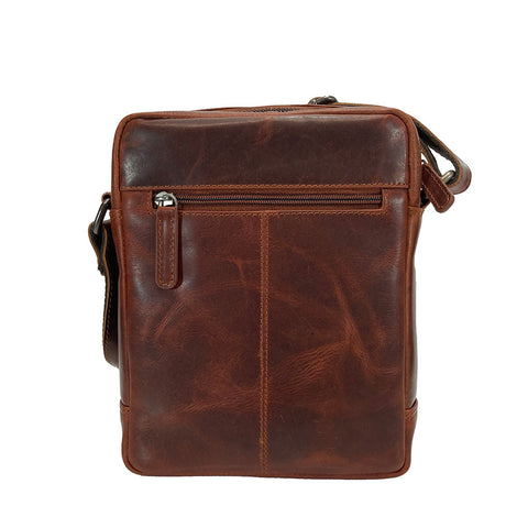 Rowallan Trojan Leather Messenger Cross Body Bag - Style: 31-2909 Cognac