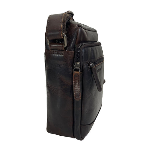 Rowallan Trojan Leather Messenger Cross Body Bag - Style: 31-2910/02 Brown