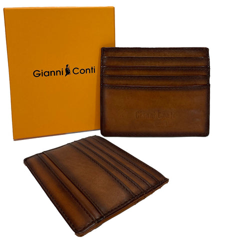 Gianni Conti Leather Credit Card Holder - Style: 4067394 - Tan