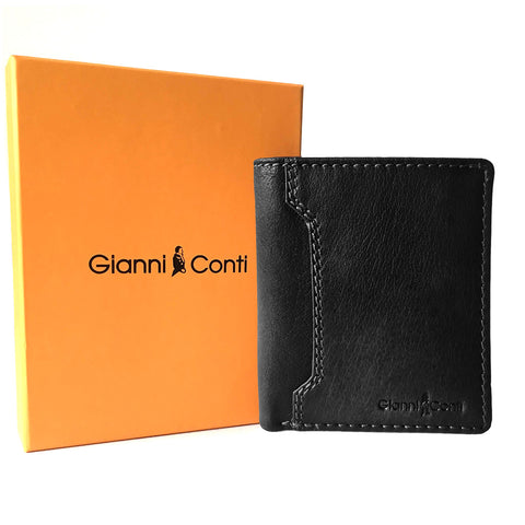 Gianni Conti Small Leather Shirt Wallet / Card Holder - Black - Style: 4117387