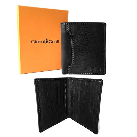 Gianni Conti Small Leather Shirt Wallet / Card Holder - Black - Style: 4117387