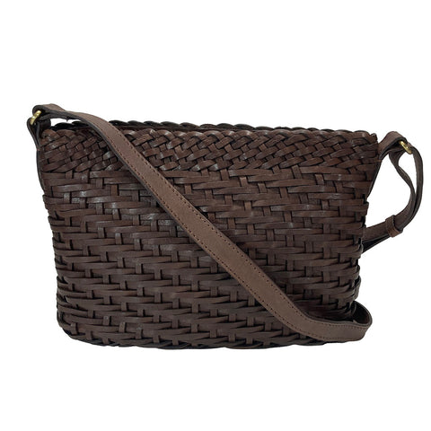 Gianni Conti Woven Leather Shoulder Bag - Style: 4414665 - Dark Brown