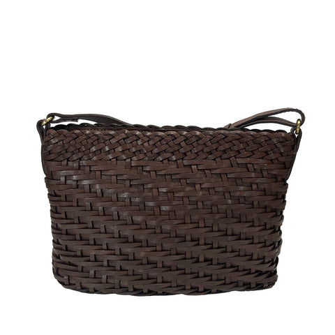 Gianni Conti Woven Leather Shoulder Bag - Style: 4414665 - Dark Brown