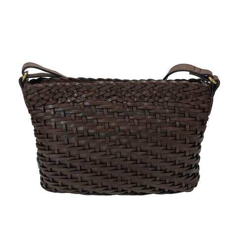 Gianni Conti Woven Leather Shoulder Bag - Style: 4414665 - Dark Brown