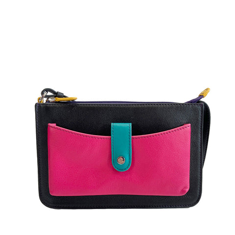 ili New York Leather Cross Body Bag RFID Protected - Style: 6046 - Black Brights