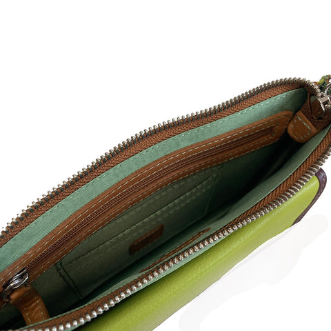 ili New York Leather Cross Body Bag RFID Protected - Style: 6774 - Sage Multi