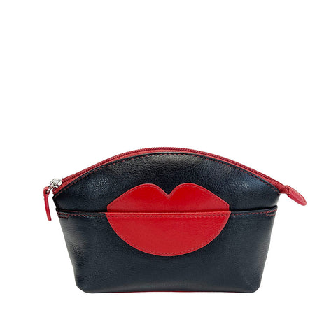 ili New York Leather Cosmetic Pouch - Style: 6481 - Red Black