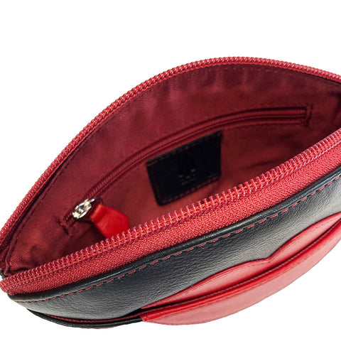 ili New York Leather Cosmetic Pouch - Style: 6481 - Red Black