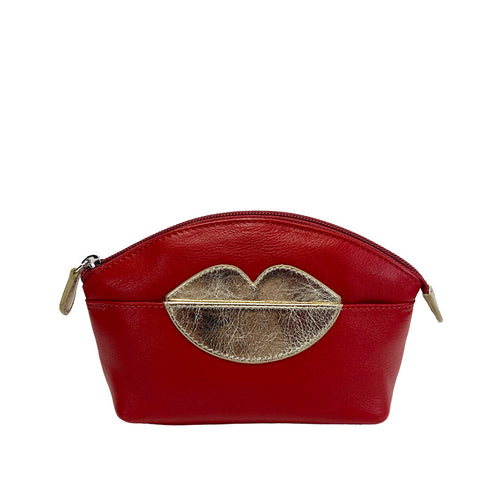 ili New York Leather Cosmetic Pouch - Style: 6481 - Red Gold