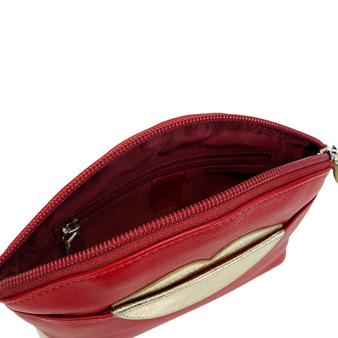 ili New York Leather Cosmetic Pouch - Style: 6481 - Red Gold