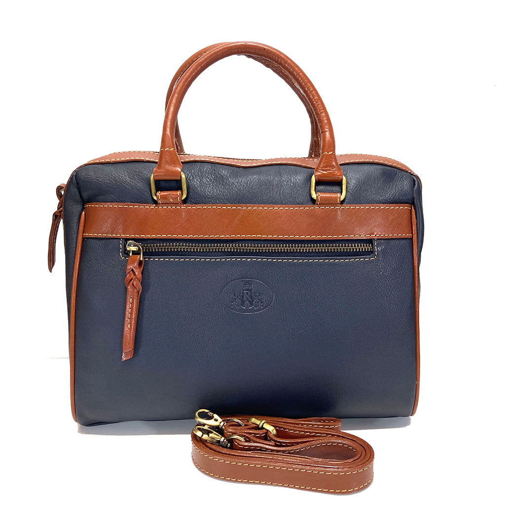 Rowallan navy leather online bag